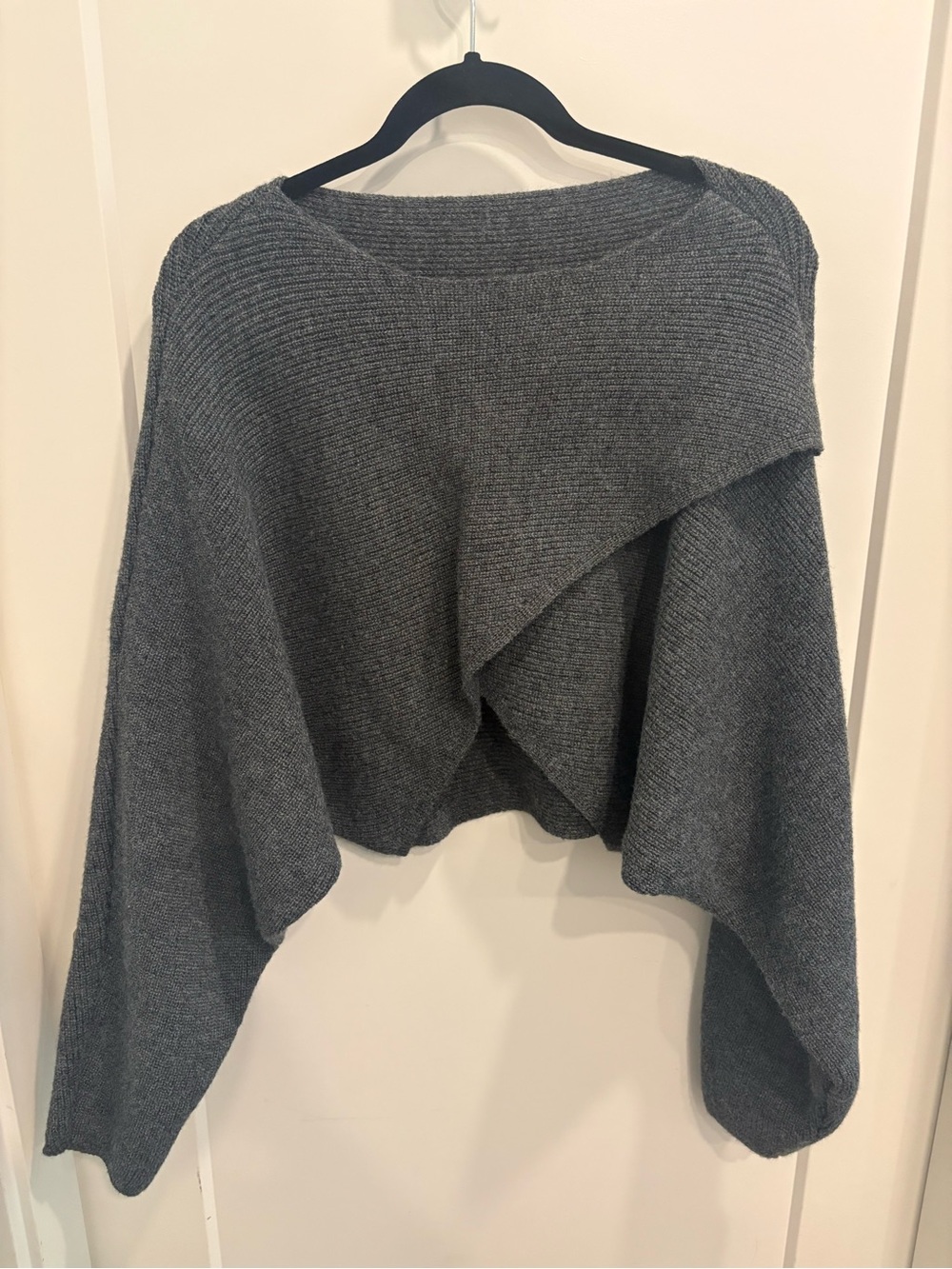 CHARCOAL RIBBED BOATNECK SWEATER - Picture 4 of 5